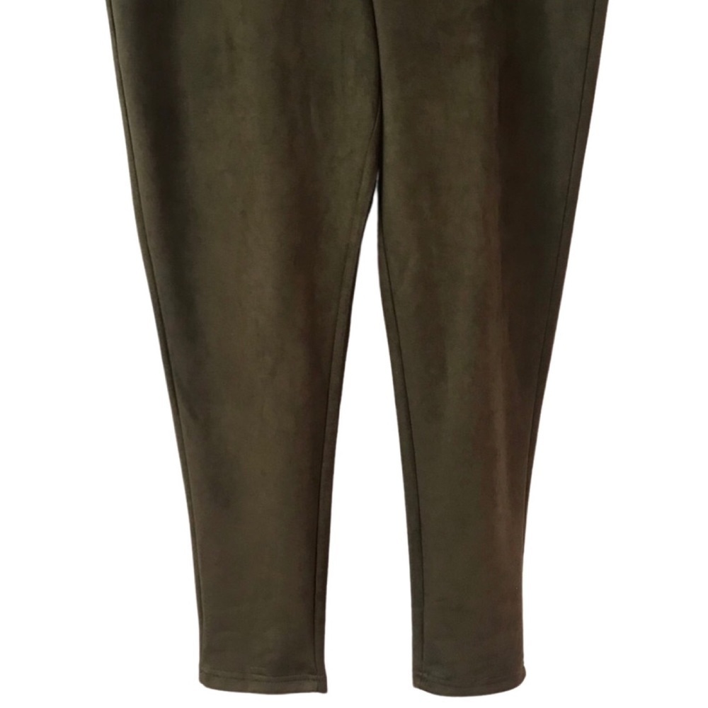 New! Gibson & Latimer High Rise Faux Suede Ponte Leggings Olive Pull On Pants - Picture 6 of 12